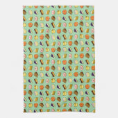 ピクセルアートケーキとペストリーパターン キッチンタオル (縦)