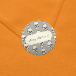 ピクセルアートゴシック不気味スカルパターン ラウンドシール