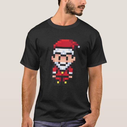 ピクセルアートサンタクロースメリークリスマスサンタクロース Tシャツ (正面)
