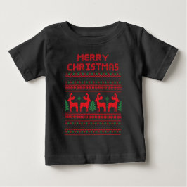 ピクセルアートスタイル メリークリスマスTシャツ ベビーTシャツ
