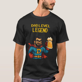 ピクセルアートスーパーヒーローパパTシャツ、父の日の贈り物 Tシャツ