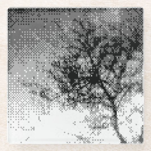 ピクセルアートツリー ガラスコースター (正面)