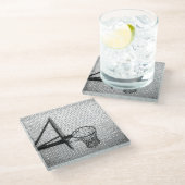 ピクセルアートバスケットボールフープ ガラスコースター (アングル)