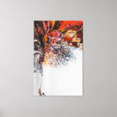 ピクセルアートブライトカラー赤素晴らし金ゴールドブルー キャンバスプリント (正面)