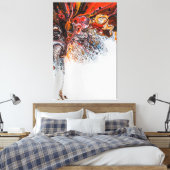 ピクセルアートブライトカラー赤素晴らし金ゴールドブルー キャンバスプリント (インサイチュ (寝室))