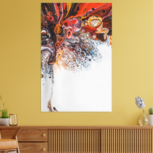 ピクセルアートブライトカラー赤素晴らし金ゴールドブルー キャンバスプリント (インサイチュ (リビング))