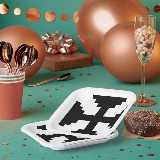 ピクセルアートブラッククロスシンボル ペーパープレート