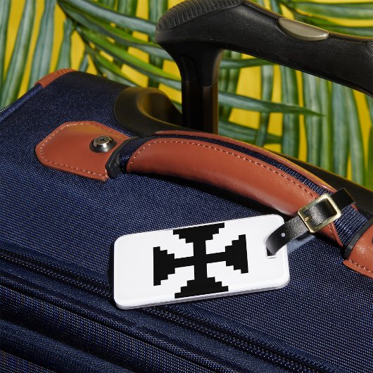 ピクセルアートブラッククロスシンボル ラゲッジタグ