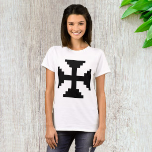 ピクセルアートブラッククロスシンボル Tシャツ