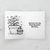 ピクセルアートプラントラバー誕生日 | カラーリングページ カード (内部)