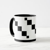 ピクセルアートマグカップ – 白黒ミニマリストスタイル マグカップ (正面左)