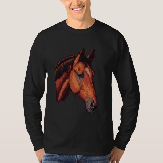 ピクセルアートラバー – 馬のパパママ Tシャツ (正面)
