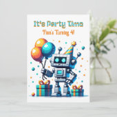 ピクセルアートロボット少年の誕生日パーティー 招待状 (スタンド正面)