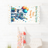 ピクセルアートロボット少年の誕生日パーティー 横断幕 (インサイチュ)