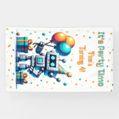 ピクセルアートロボット少年の誕生日パーティー 横断幕 (横)