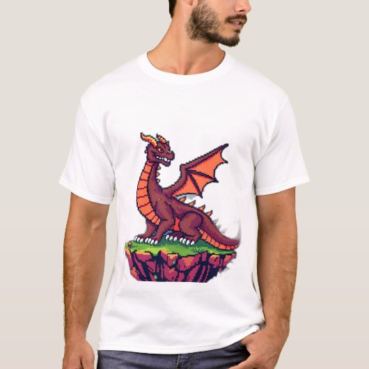 ピクセルアートヴィンテージドラゴン Tシャツ (正面)