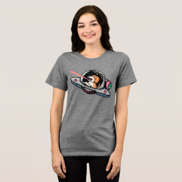 ピクセルアート宇宙ドッグ – Laser Blasterパイロット トライブレンドTシャツ