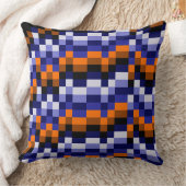 ピクセルアート装飾用クッション – ブルース、オレンジ&アース クッション (ブランケット)