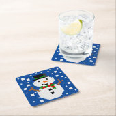 ピクセルアート雪だるま1 スクエアペーパーコースター (インサイチュ)