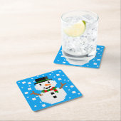 ピクセルアート雪だるま3 スクエアペーパーコースター (インサイチュ)