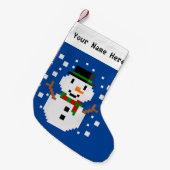 ピクセルアート雪だるま4 スモールクリスマスストッキング (正面 (吊り時))