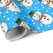 ピクセルアート雪だるま ラッピングペーパー (ロールコーナー)