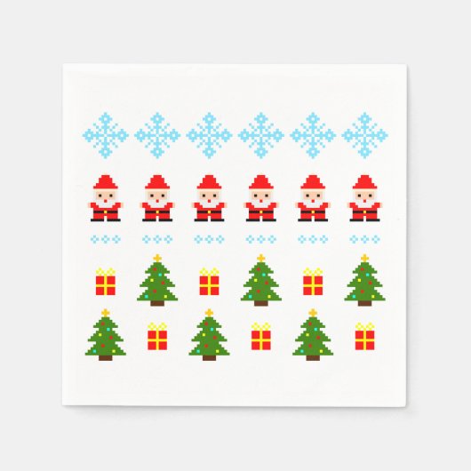 ピクセルアート クリスマス スタンダードカクテルナプキン (正面)