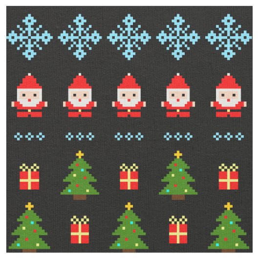 ピクセルアート クリスマス ファブリック (クローズアップ)