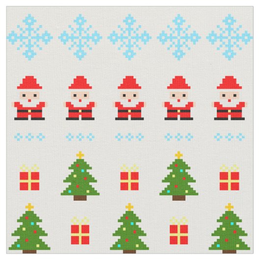 ピクセルアート クリスマス ファブリック (クローズアップ)
