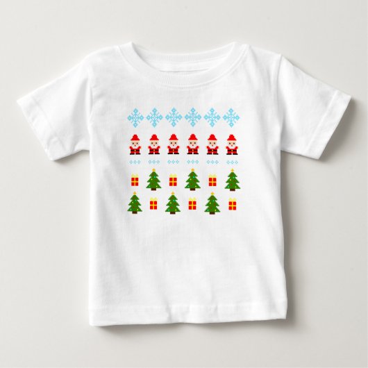 ピクセルアート クリスマス ベビーTシャツ (正面)