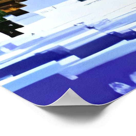 ピクセルアート、ノルウェーの町の雪の山 | AI Art ポスター (角)