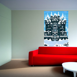 ピクセルアート、城、雪 | AIアートポスター ポスター