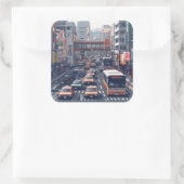 ピクセルアート　東京の渋滞のステッカー スクエアシール (バッグ)