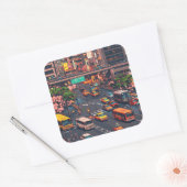 ピクセルアート　東京の渋滞のステッカー スクエアシール (封筒)