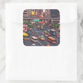 ピクセルアート　東京の渋滞のステッカー スクエアシール (バッグ)