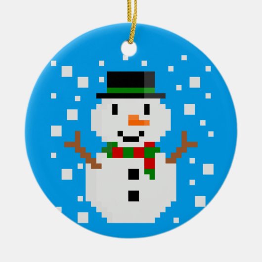 ピクセルアート 雪だるま クリスマス オーナメント (正面)
