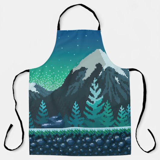 ピクセルアート：雪の山の夜。 エプロン (正面)