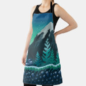 ピクセルアート：雪の山の夜。 エプロン (インサイチュ)