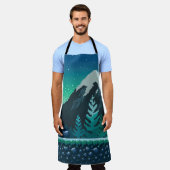 ピクセルアート：雪の山の夜。 エプロン (着用した状態)