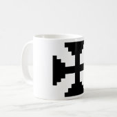 ピクセルアート 黒い十字架 シンボル  コーヒーマグカップ (正面左)