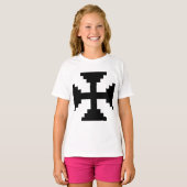ピクセルアート 黒い十字架 シンボル Tシャツ (正面フル)