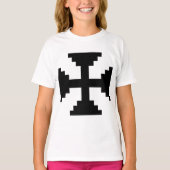 ピクセルアート 黒い十字架 シンボル Tシャツ (正面)
