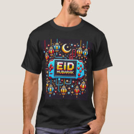 ピクセルアートEid MubarakゲーミングメンズTシャツ Tシャツ