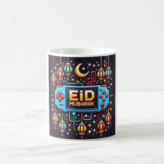 ピクセルアートEid Mubarakゲーム コーヒーマグカップ (中央)