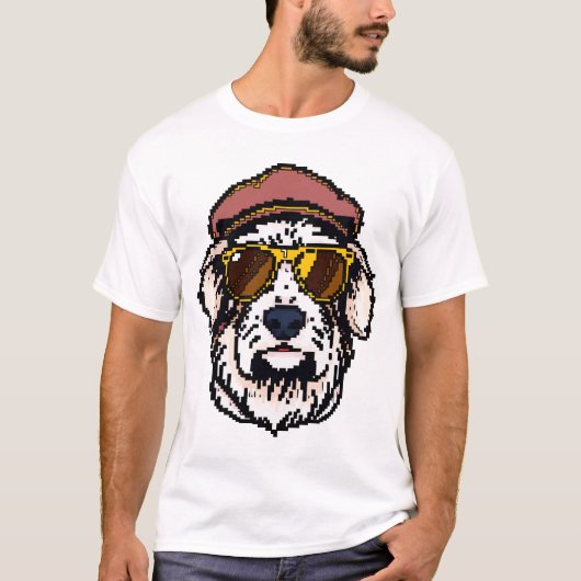 ピクセルオールドイングリッシュ Sheepdog Tシャツ (正面)