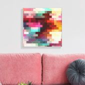 ピクセルカラフルパターン キャンバスプリント (インサイチュ (リビング))