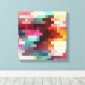 ピクセルカラフルパターン キャンバスプリント (インサイチュ (ウッドフロア))