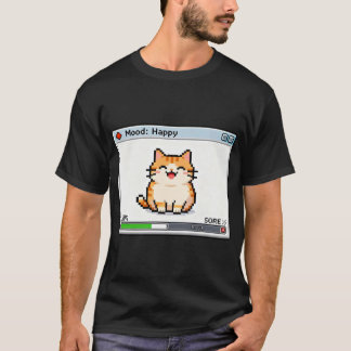 ピクセルキャットが気分上々 - 幸せなレトロゲームのステータス Tシャツ