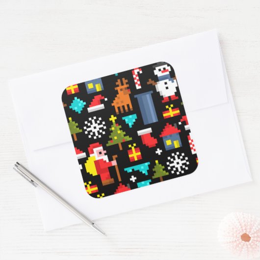 ピクセルクリスマス スクエアシール (封筒)