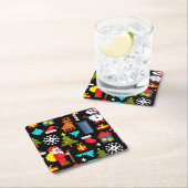 ピクセルクリスマス スクエアペーパーコースター (インサイチュ)